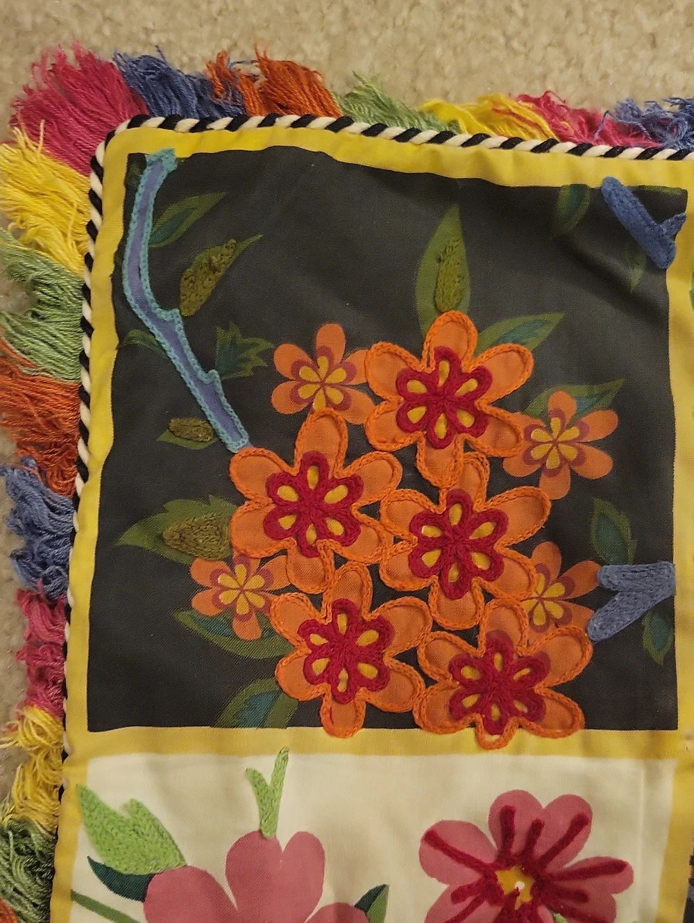 Pier 1 Patchwork Cushion Cover Embroidered Boho Bohemian Pillow Cases. READ MORE